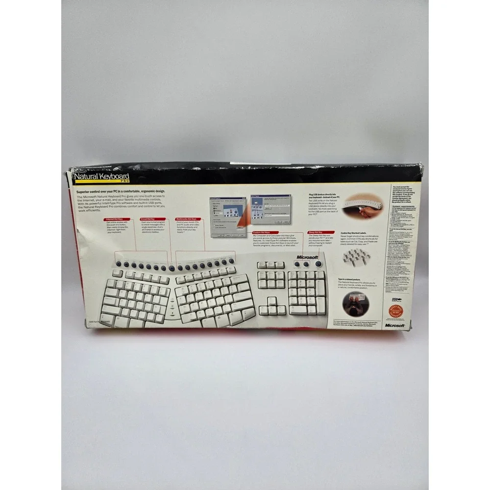 Microsoft Natural Pro‎ Ergonomic Keyboard RT9401 V:5FTWR New Open Box USB PS2